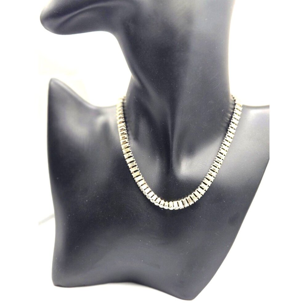 Vintage AMSEL signed Full Baguette Rhinestone Choker Necklace 15"